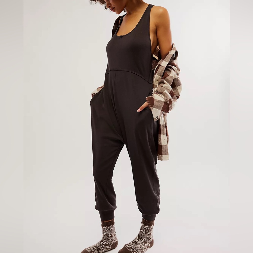 Free People Charcoal Sleeveless Jumpsuit